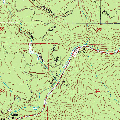 Topographic Map of Idiotville (historical), OR