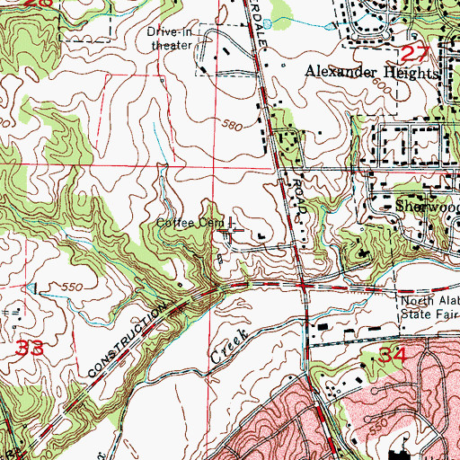 Topographic Map of Coffee Cemetery, AL