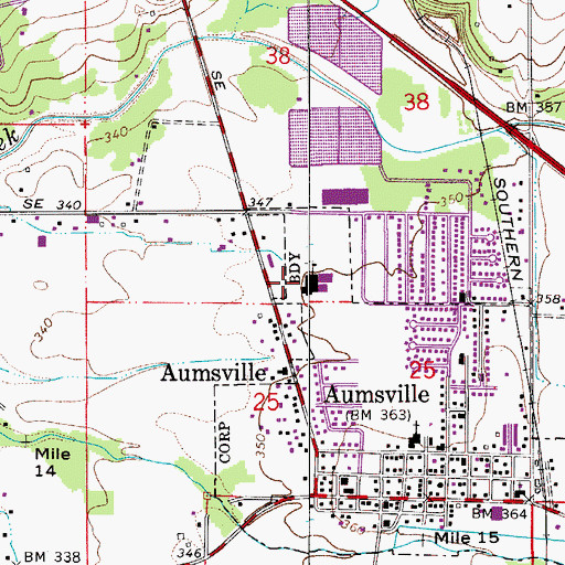 Topographic Map of Aumsville Elementary School, OR