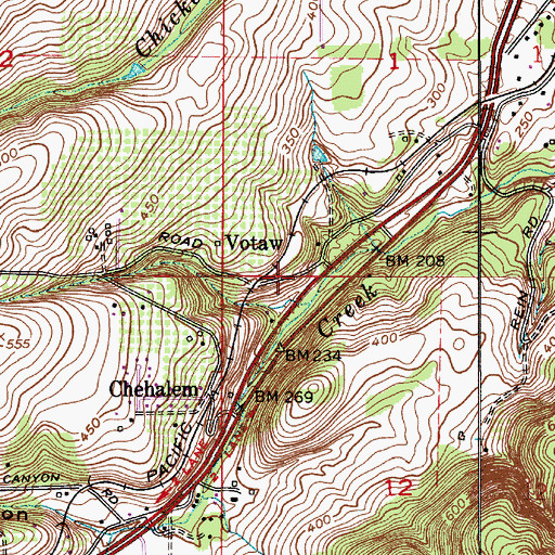 Topographic Map of Bell Road Creek, OR