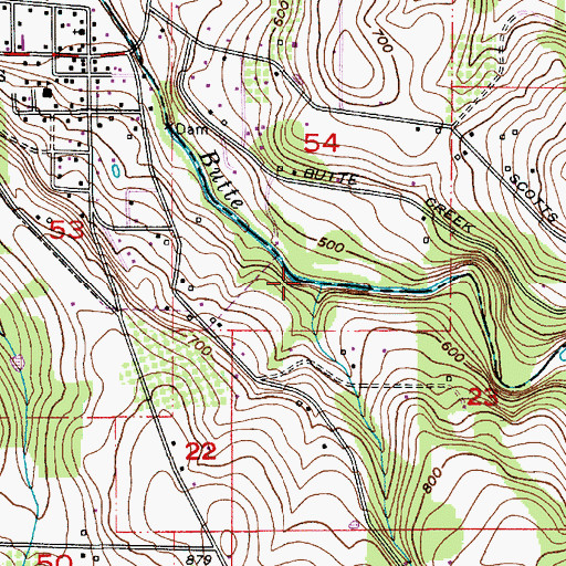 Topographic Map of Mill Creek, OR