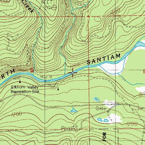 Topographic Map of Wonder Creek, OR