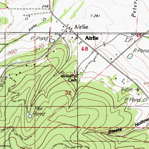 Topographic Map of Williams Cemetery, OR
