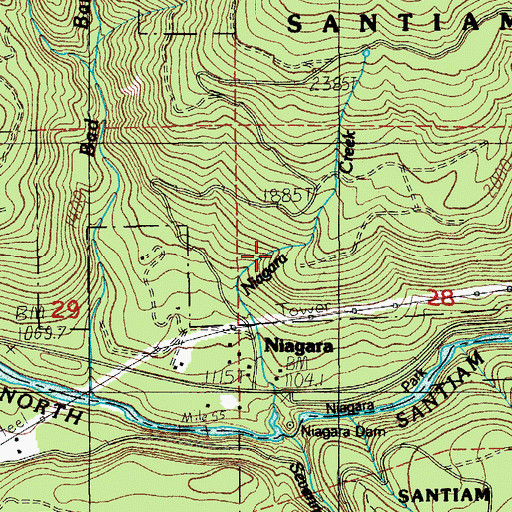 Topographic Map of Little Sweden, OR