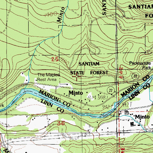 Topographic Map of Packsaddle Creek, OR