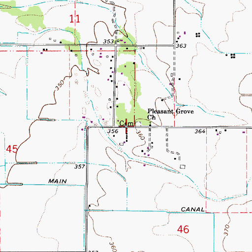 Topographic Map of Pleasant Grove Cemetery, OR
