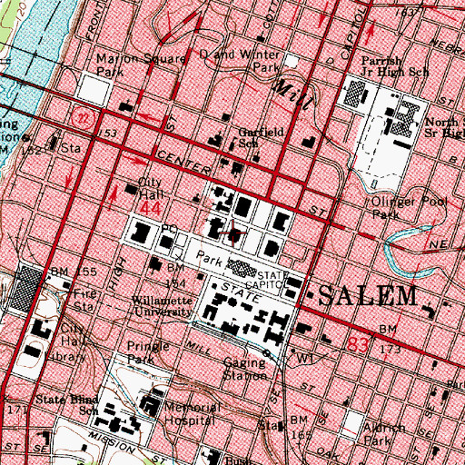 Topographic Map of Capital Mall Heliport, OR