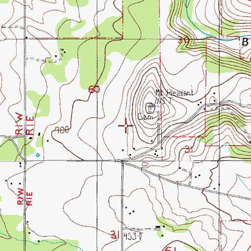 Topographic Map of Mount Pleasant Cemetery, OR