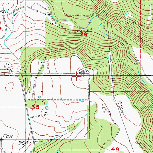 Topographic Map of Lewis Cemetery, OR
