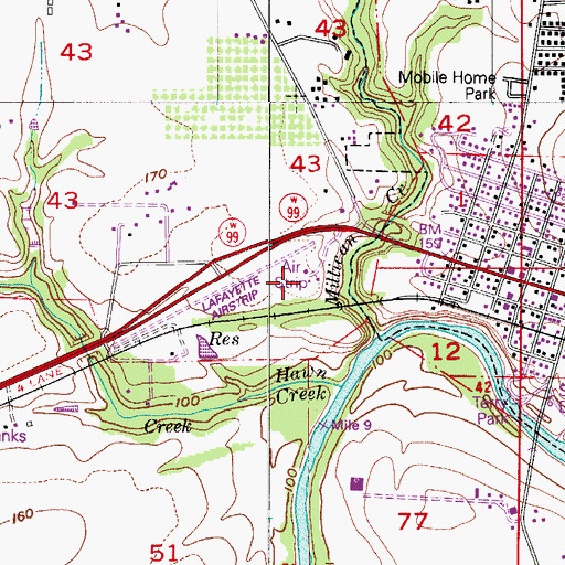 Topographic Map of Lafayette Airstrip, OR