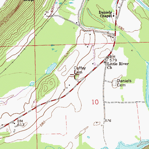 Topographic Map of Coffey Cemetery, AL