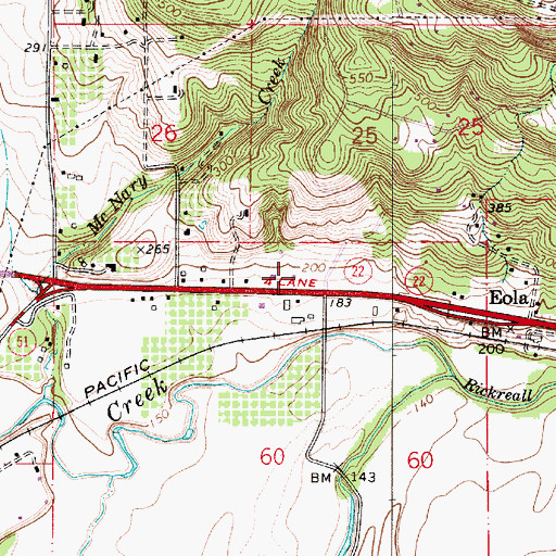 Topographic Map of Steel Systems Airstrip (historical), OR