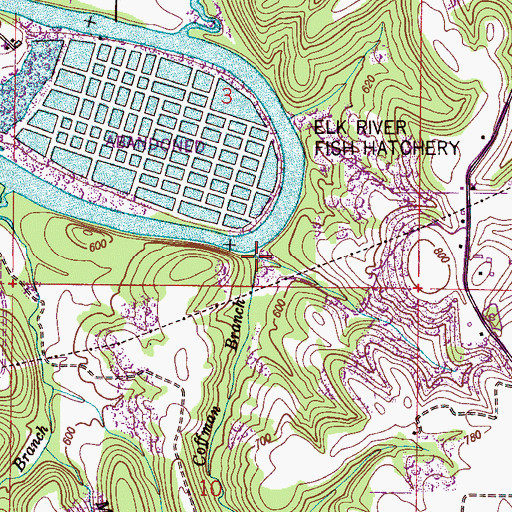 Topographic Map of Coffman Branch, AL