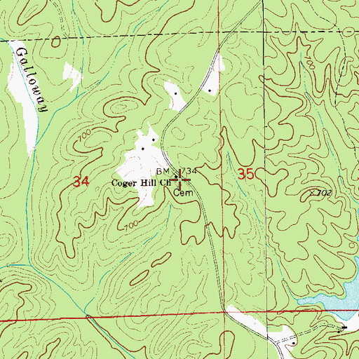 Topographic Map of Coger Hill Church, AL
