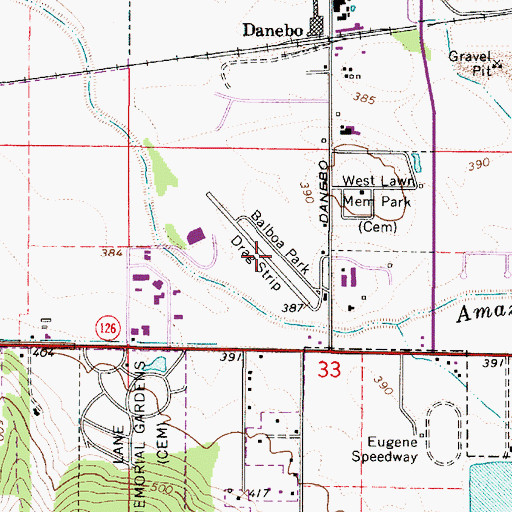 Topographic Map of Balboa Park Drag Strip, OR