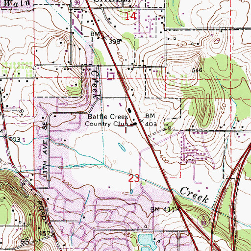 Topographic Map of Battle Creek Country Club, OR