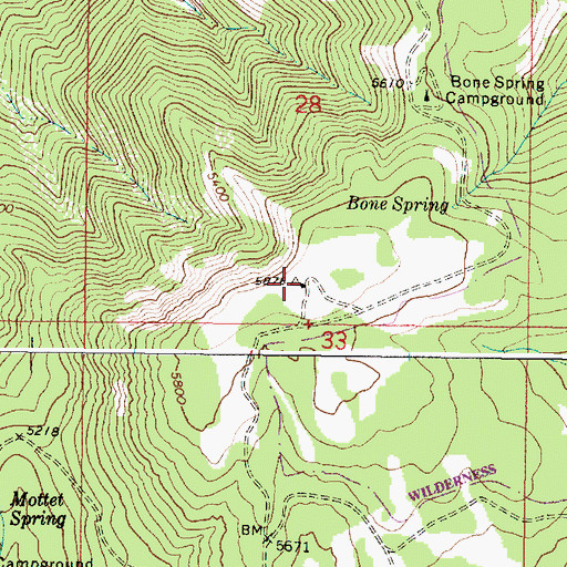 Topographic Map of Bone Spring Lookout (historical), OR