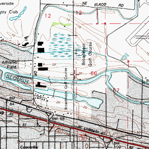 Topographic Map of Broadmoor Golf Course, OR