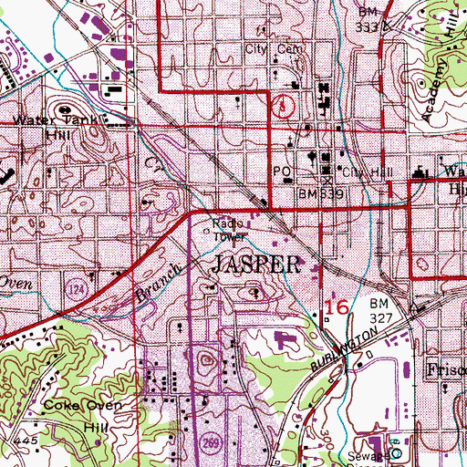 Topographic Map of Coke Oven Branch, AL