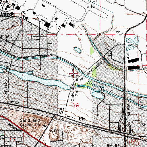 Topographic Map of Colwood National Golf Club, OR