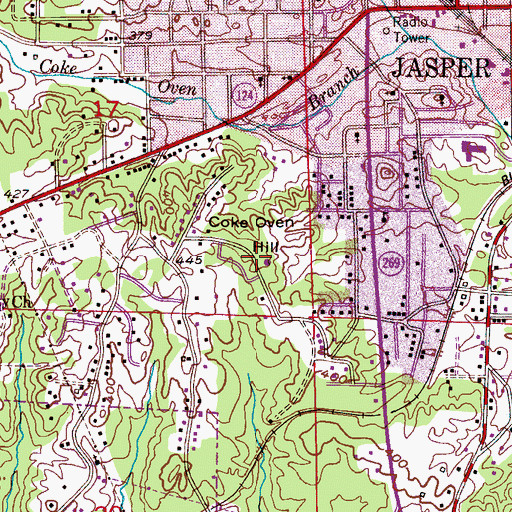 Topographic Map of Coke Oven Hill, AL