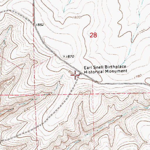 Topographic Map of Earl Snell Birthplace Historical Monument, OR