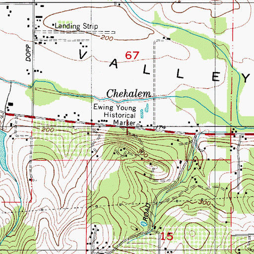 Topographic Map of Ewing Young Historical Marker, OR