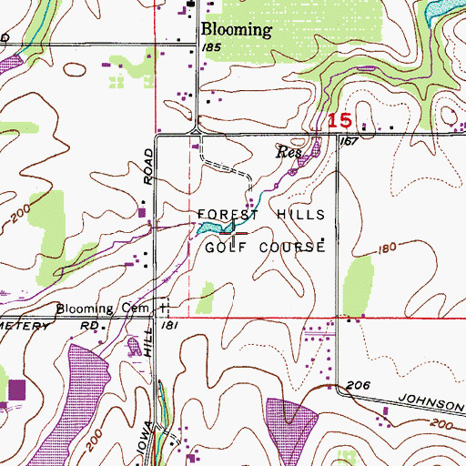 Topographic Map of Forest Hills Golf Course, OR