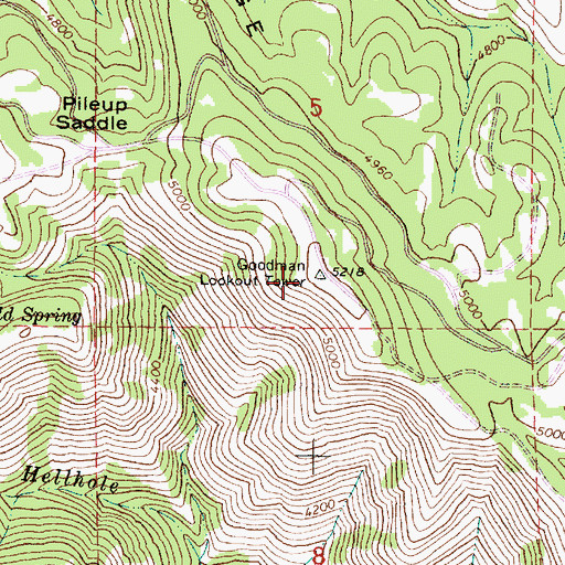 Topographic Map of Goodman Lookout Tower, OR