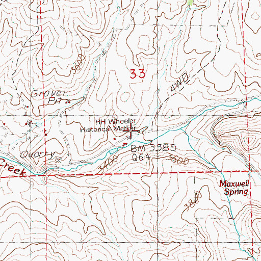 Topographic Map of H H Wheeler Historical Marker, OR