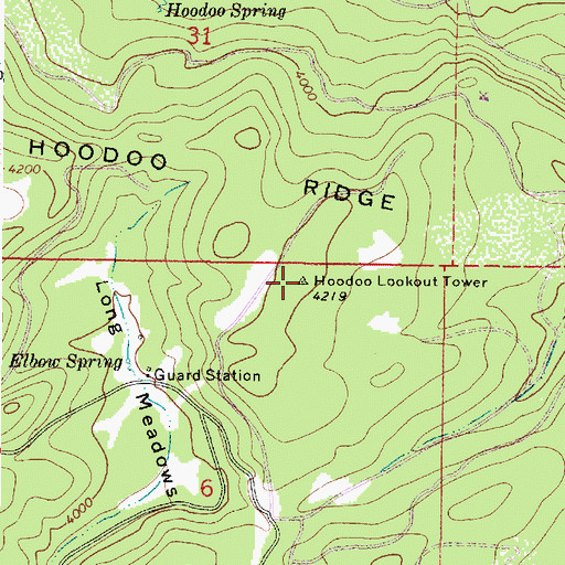 Topographic Map of Hoodoo Lookout Tower, OR