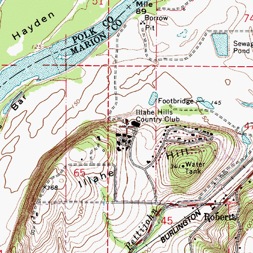 Topographic Map of Illahe Hills Country Club, OR
