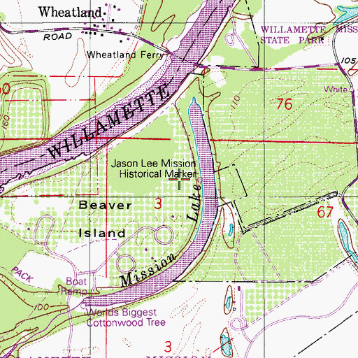 Topographic Map of Jason Lee Mission Historical Marker, OR