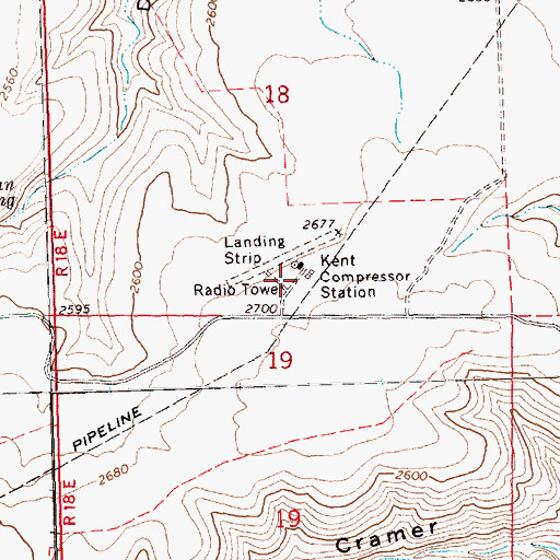 Topographic Map of Kent Compressor Station, OR