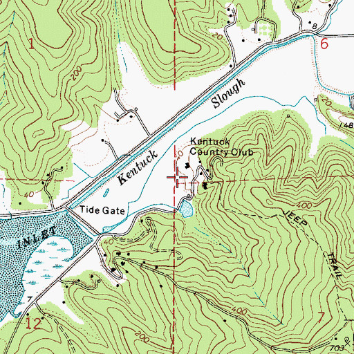 Topographic Map of Kentuck Country Club, OR