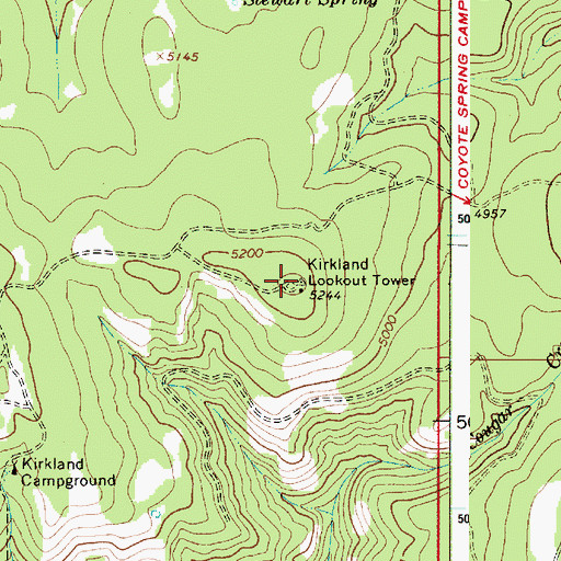 Topographic Map of Kirkland Lookout Tower, OR