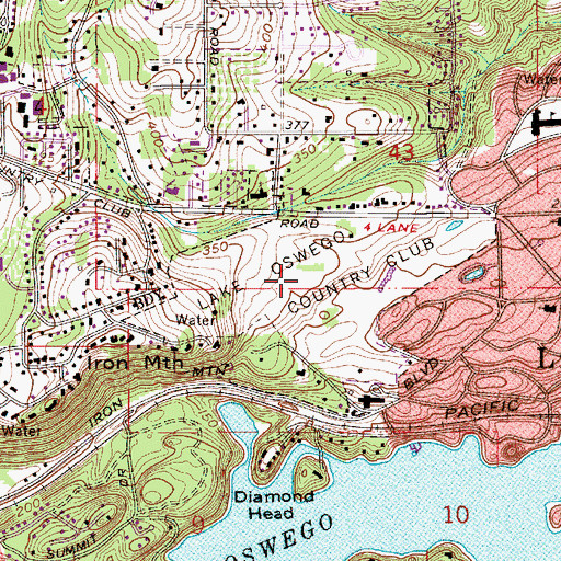Topographic Map of Oswego Lake Country Club, OR