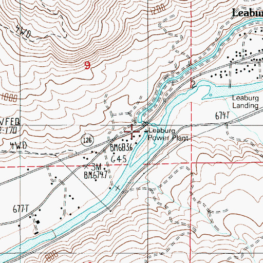 Topographic Map of Leaburg Power Plant, OR