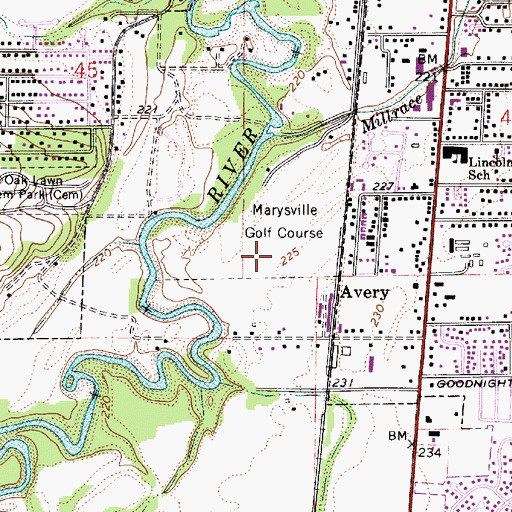 Topographic Map of Marysville Golf Course, OR
