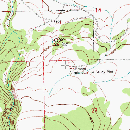 Topographic Map of McBroom Administrative Study Plot, OR