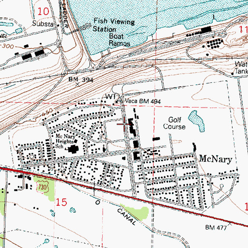 Topographic Map of McNary Golf Course, OR