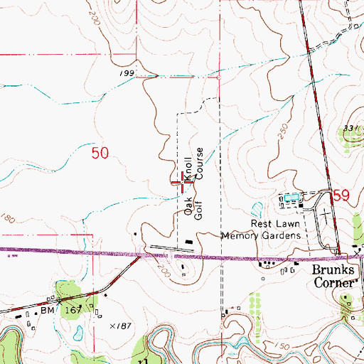 Topographic Map of Oak Knoll Golf Course, OR