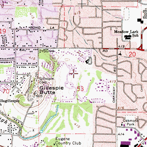 Topographic Map of Oakway Golf Course, OR