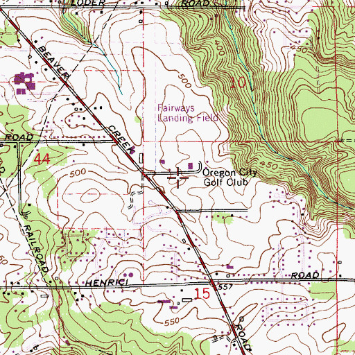 Topographic Map of Oregon City Golf Club, OR