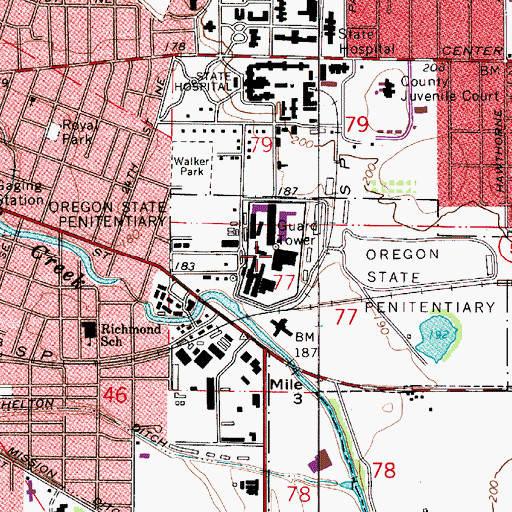Topographic Map of Oregon State Penitentiary, OR