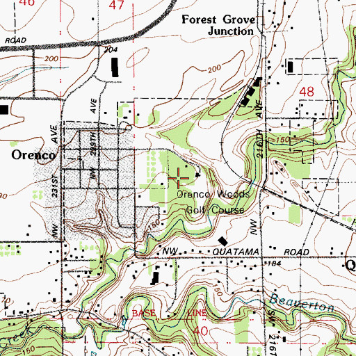 Topographic Map of Orenco Woods Golf Course, OR