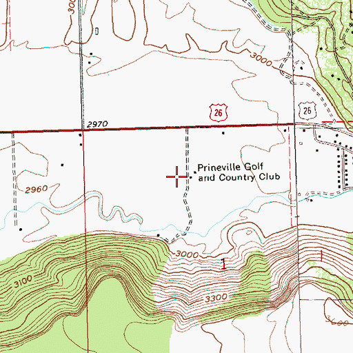 Topographic Map of Prineville Golf and Country Club, OR