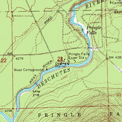 Topographic Map of Pringle Falls Experimental Station, OR