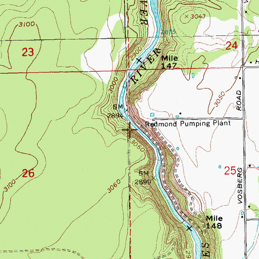 Topographic Map of Redmond Pumping Plant, OR