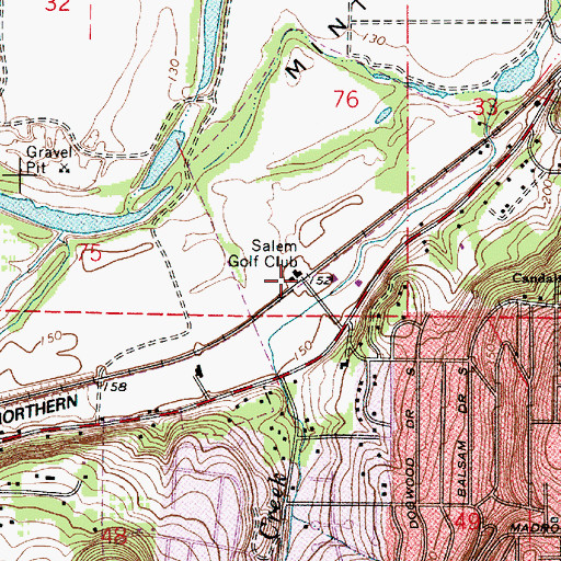Topographic Map of Salem Golf Club, OR